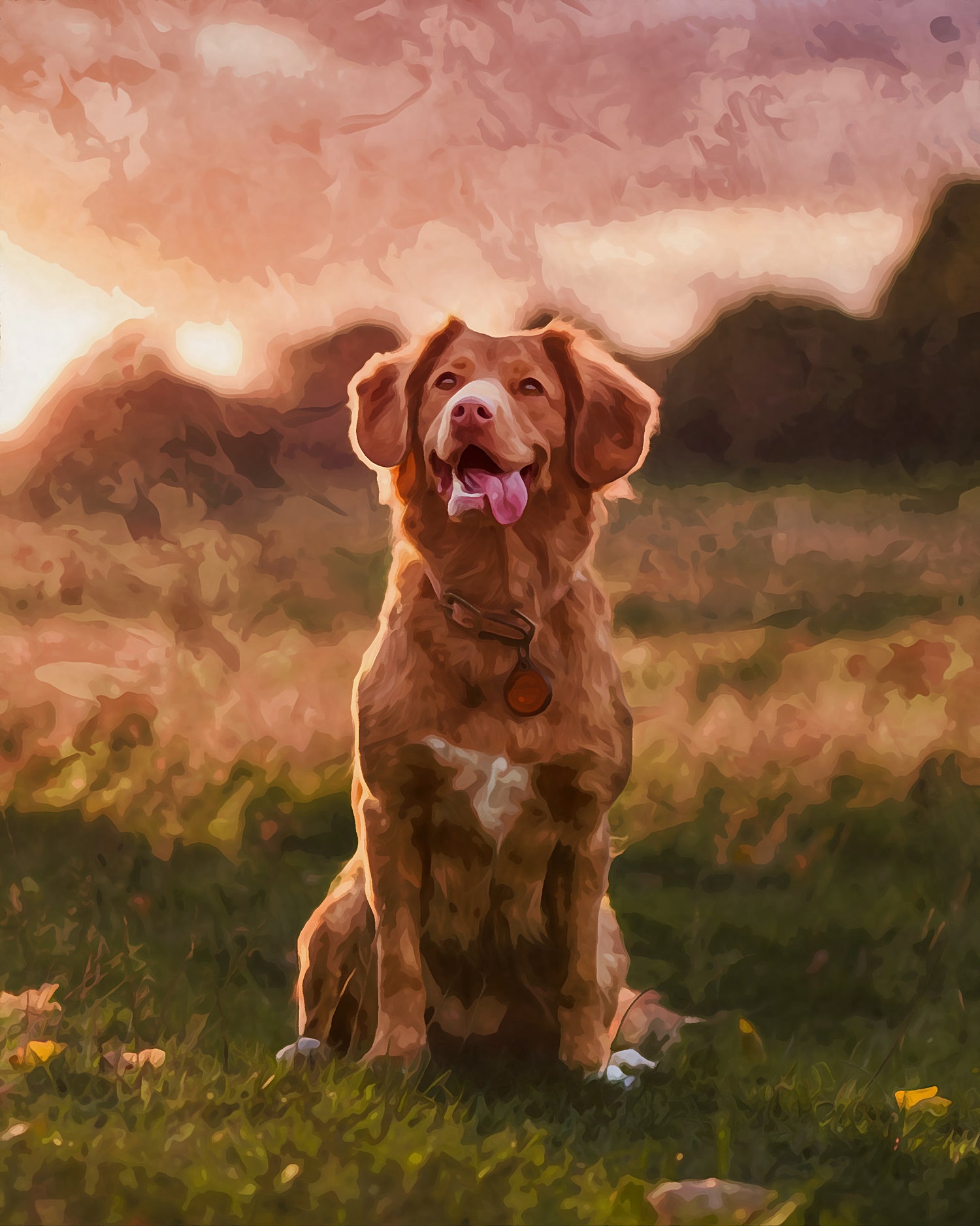 personalisiertes Hundefoto im Aquarell Stil; gedruckt auf Poster oder Leinwand