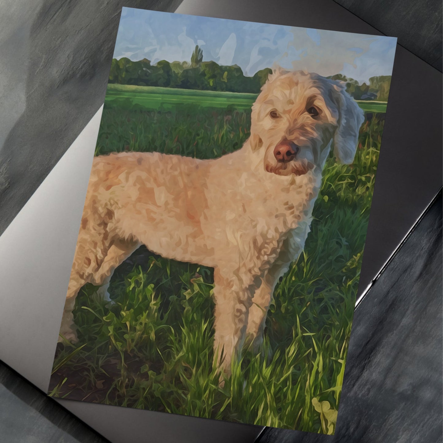personalisiertes Hundefoto im Aquarell Stil; gedruckt auf Leinwand oder Poster; Haustierfoto