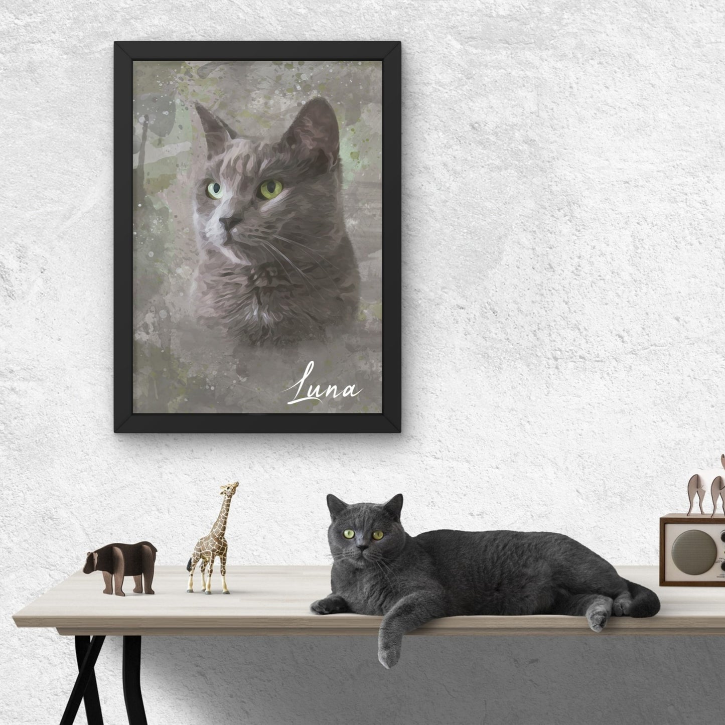 personalisierte Katzen Porträts im Aquarell Stil; gedruckt auf Leinwand oder Poster; Haustierporträts