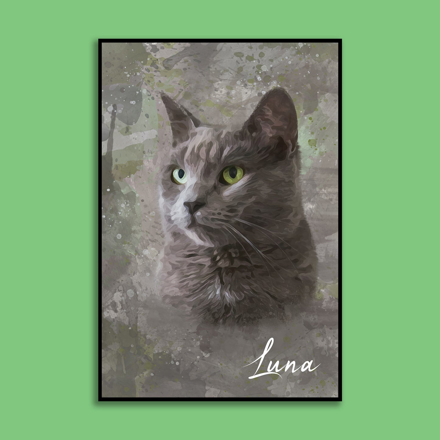 personalisiertes Katzen Porträt im Aquarell Stil; gedruckt auf Leinwand oder Poster; Haustierporträt