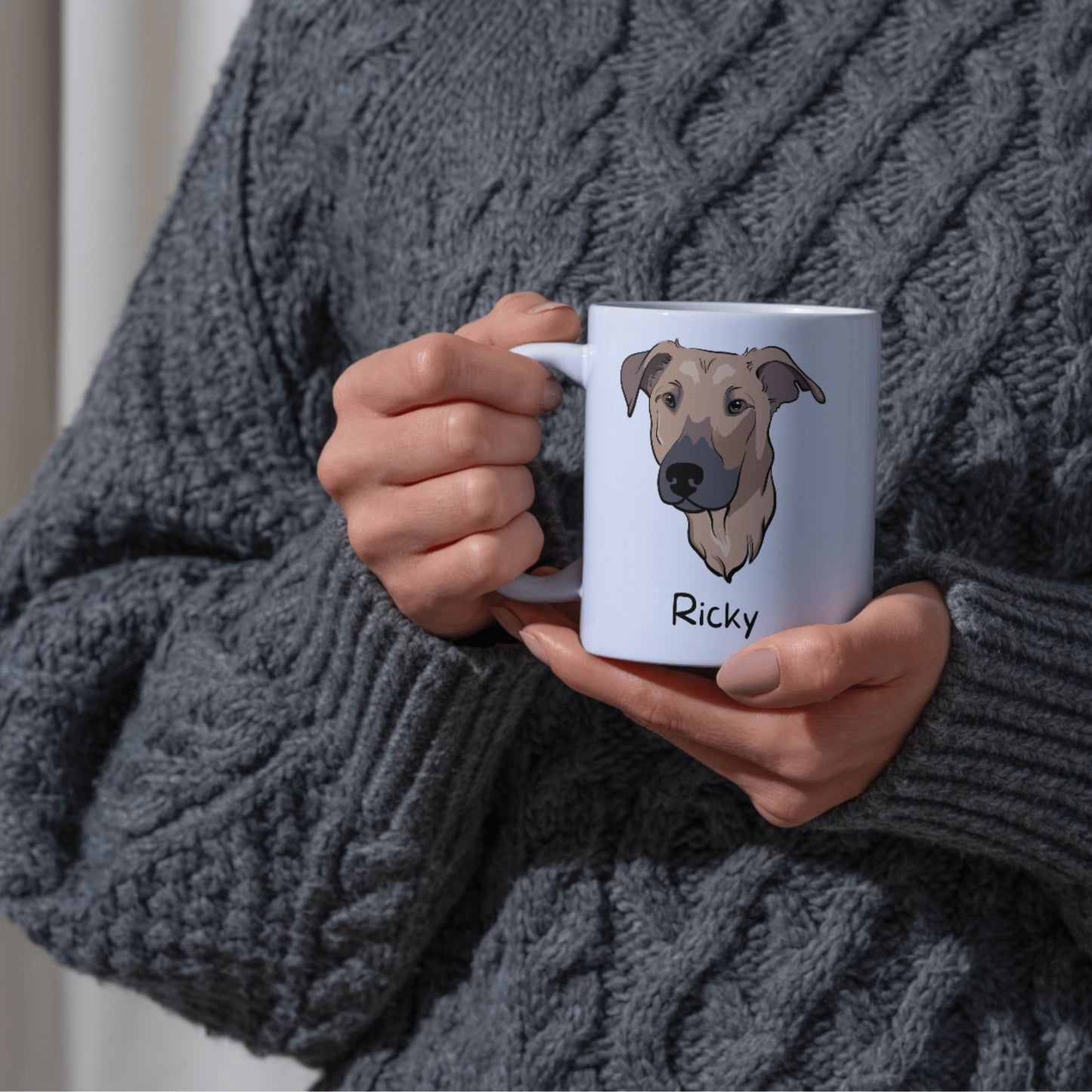 Personalisierte Farbkonturen Porträt Tasse von FotoPfote für Haustiere; Hundeporträt