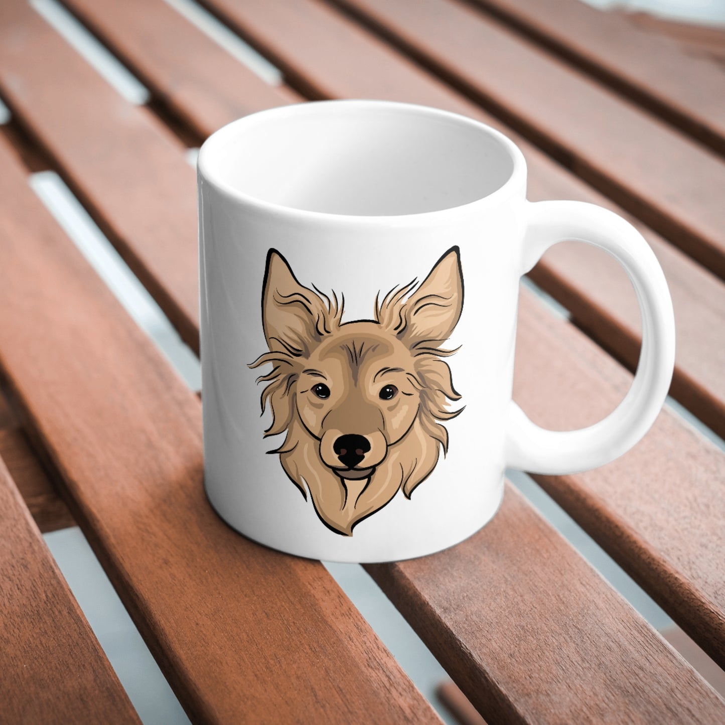 Personalisierte Farbkonturen Porträt Tasse von FotoPfote für Haustiere; Hundeporträt