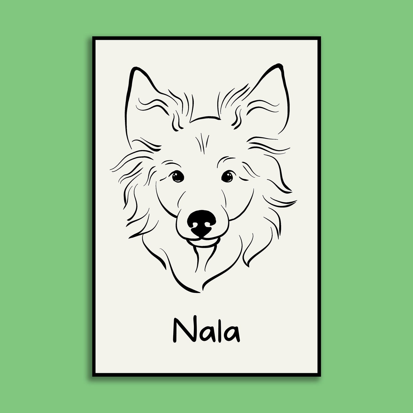 personalisiertes Hunde Kontur Porträt; gedruckt auf Leinwand, Poster oder Tasse; Haustierporträt