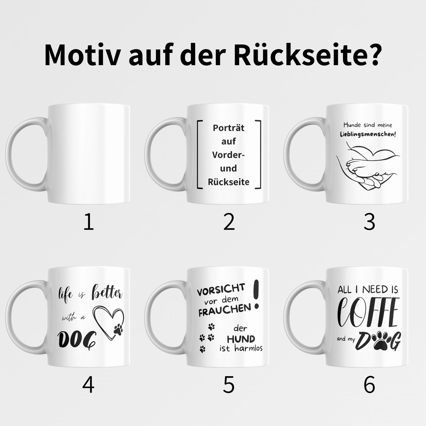 Personalisierte Haustier Tassen von FotoPfote; mit Motiv auf der Rückseite