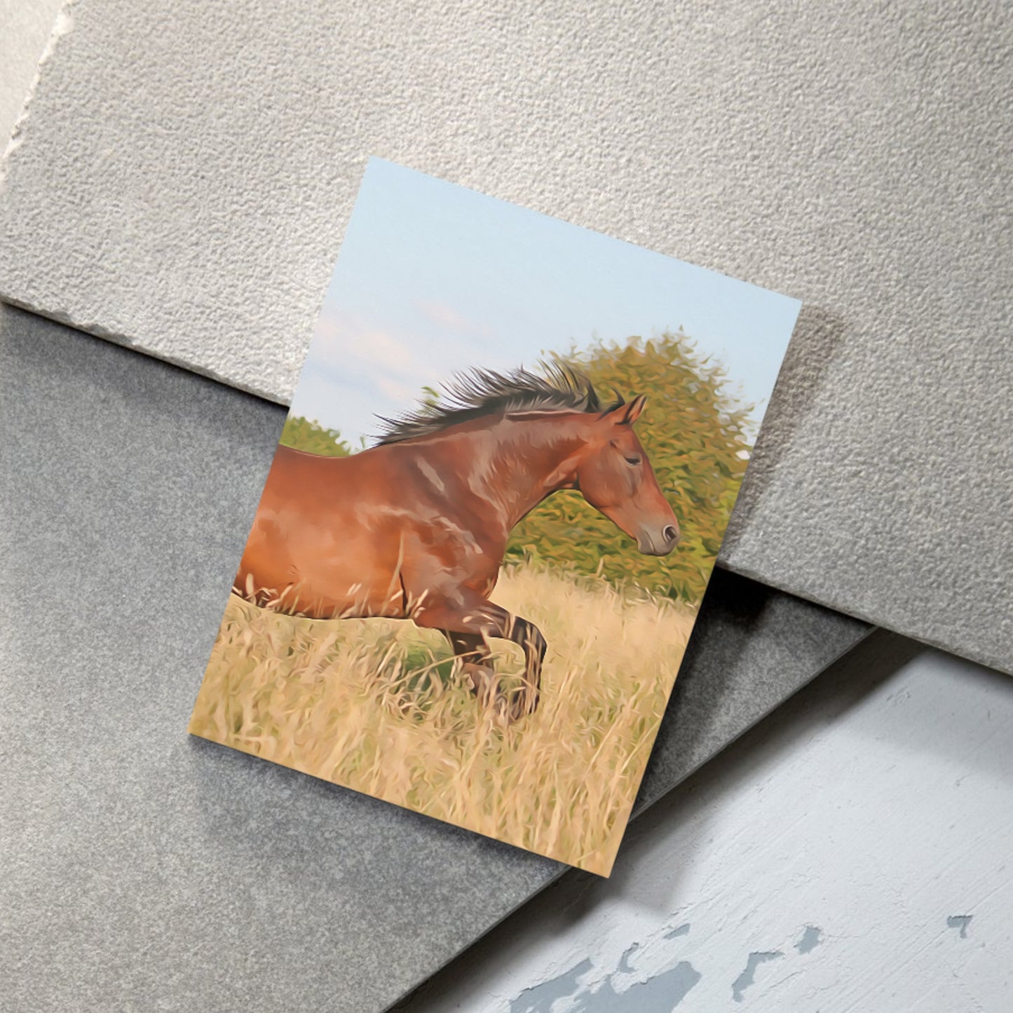 personalisiertes Pferdefoto im Öl Stil; gedruckt auf Leinwand oder Poster; Haustierfoto