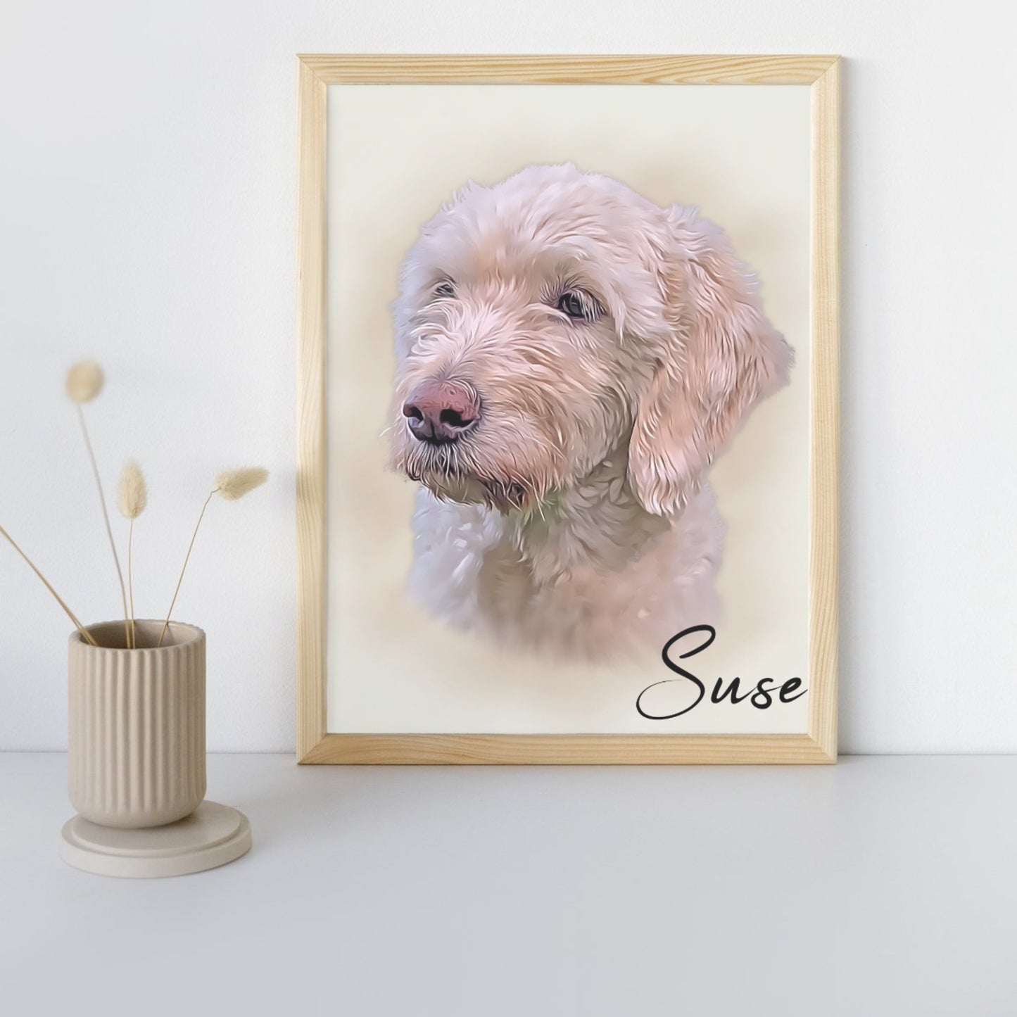 personalisiertes Hunde Porträt im Öl Stil; gedruckt auf Leinwand oder Poster; Haustierporträt