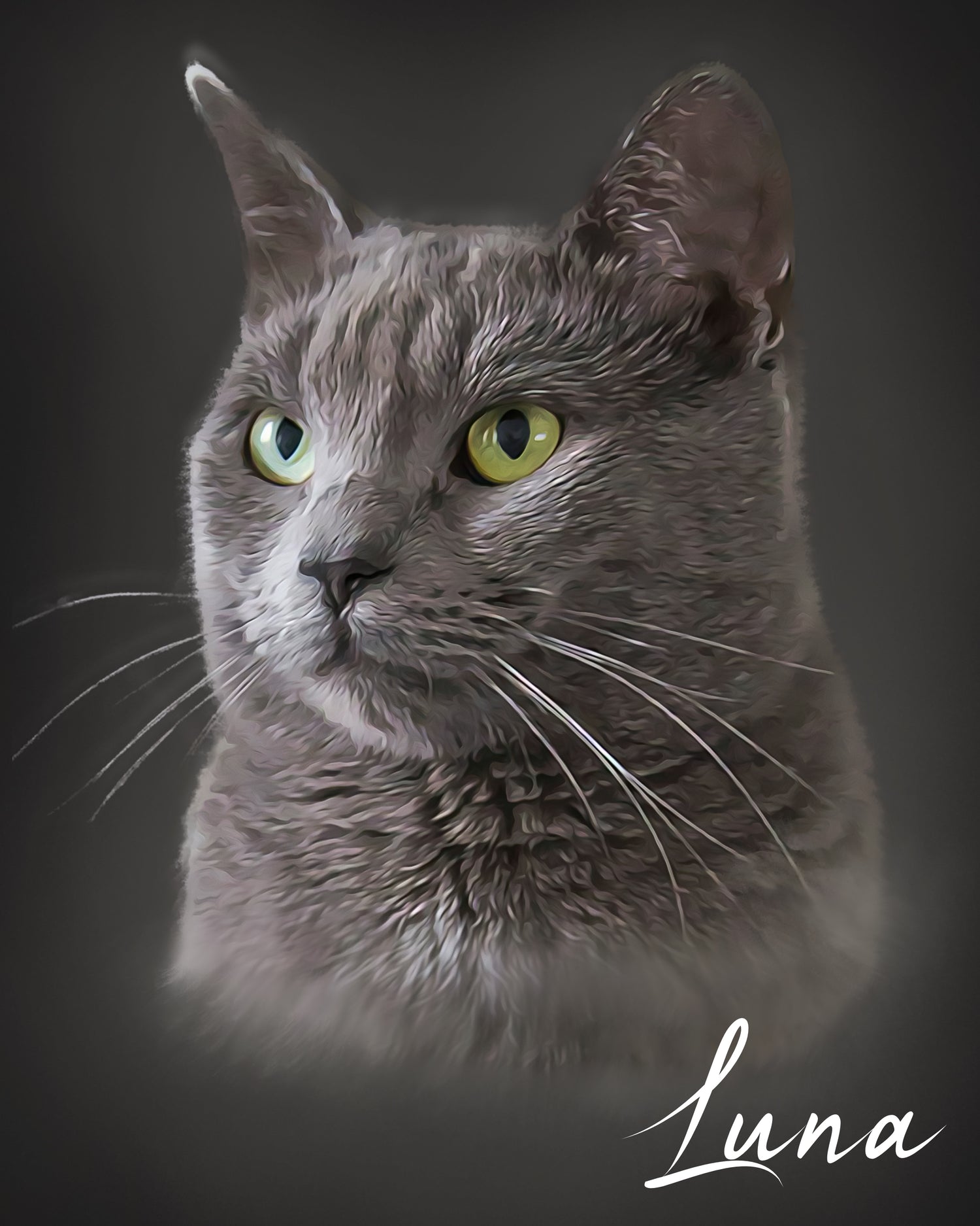 personalisiertes Katzenporträt im Öl Stil; gedruckt auf Poster oder Leinwand