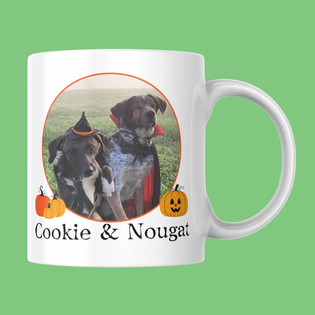 Personalisierte Foto Tasse Halloween-Motiv Kuerbis von FotoPfote für Haustiere