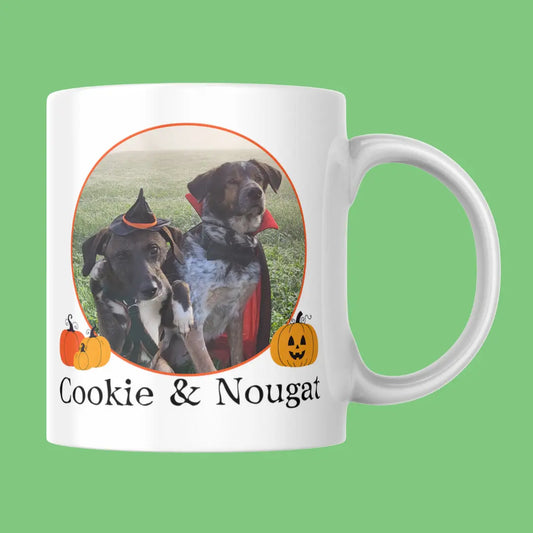 Personalisierte Foto Tasse Halloween-Motiv Kuerbis von FotoPfote für Haustiere