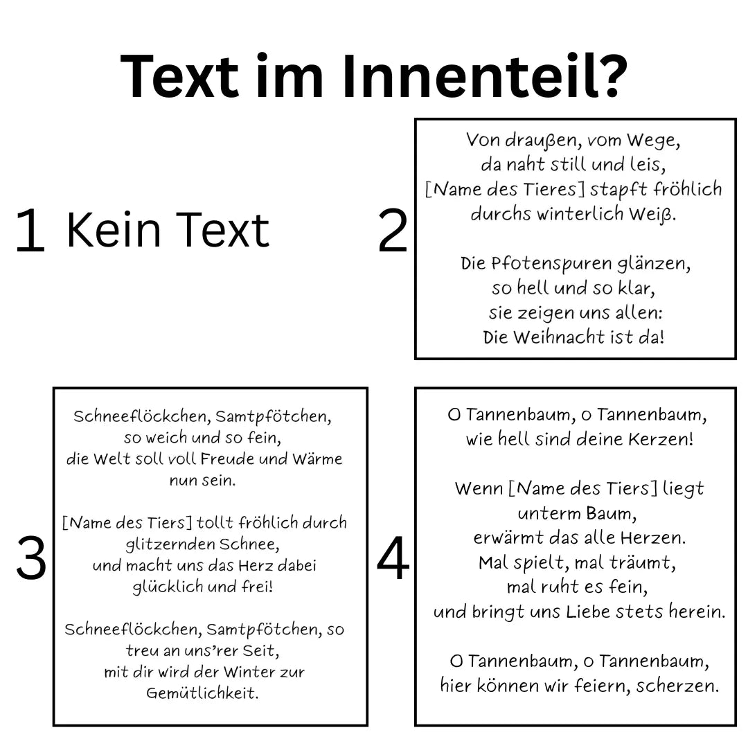 Wähle den optionalen Text für deine persönliche Weihnachtskarte