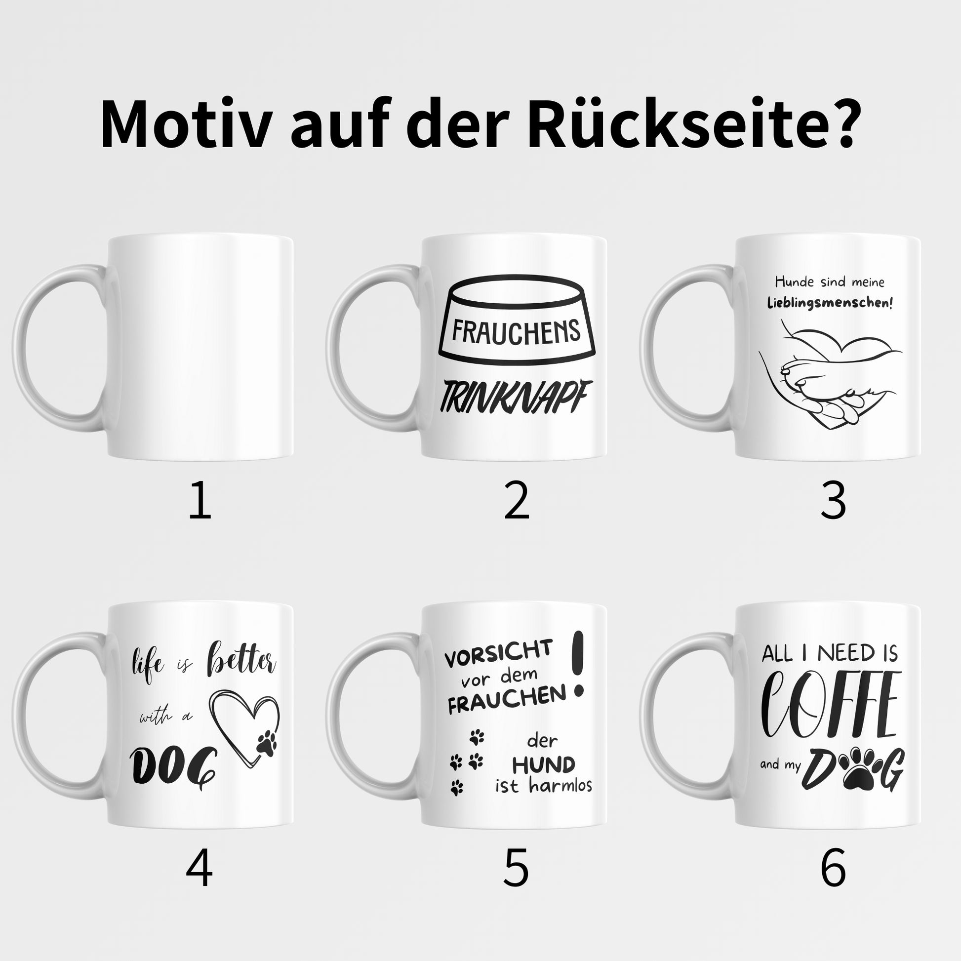 Personalisierte Haustier Tassen von FotoPfote; mit Motiv auf der Rückseite