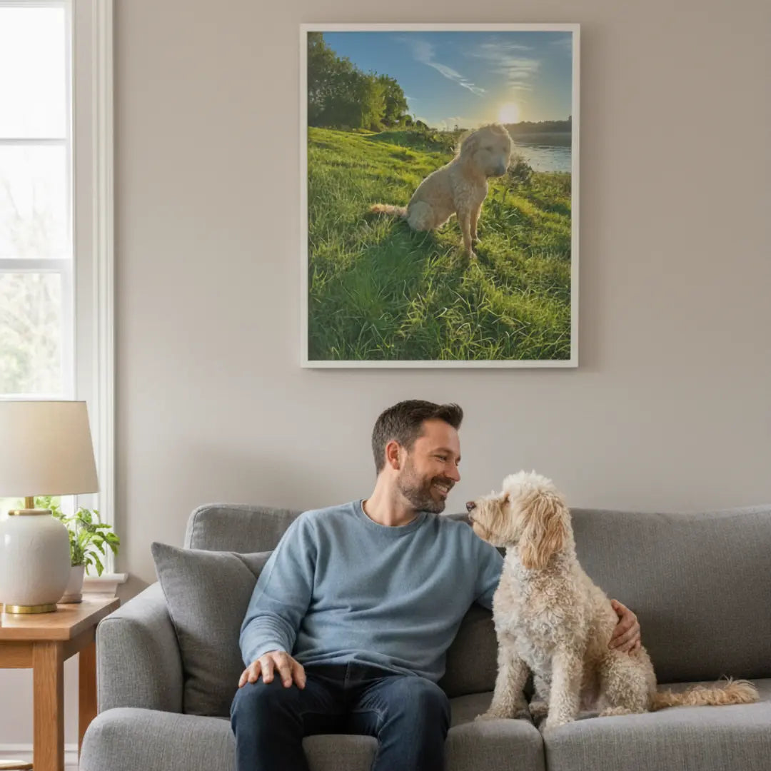 personalisiertes Hundefoto im Öl Stil; gedruckt auf Leinwand oder Poster; Haustierfoto